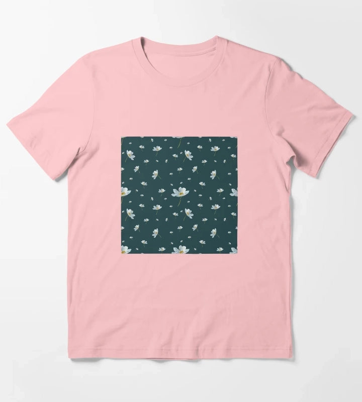 Camomile daisy pattern a watercolor pattern turquoise T-Shirt Dark Grey