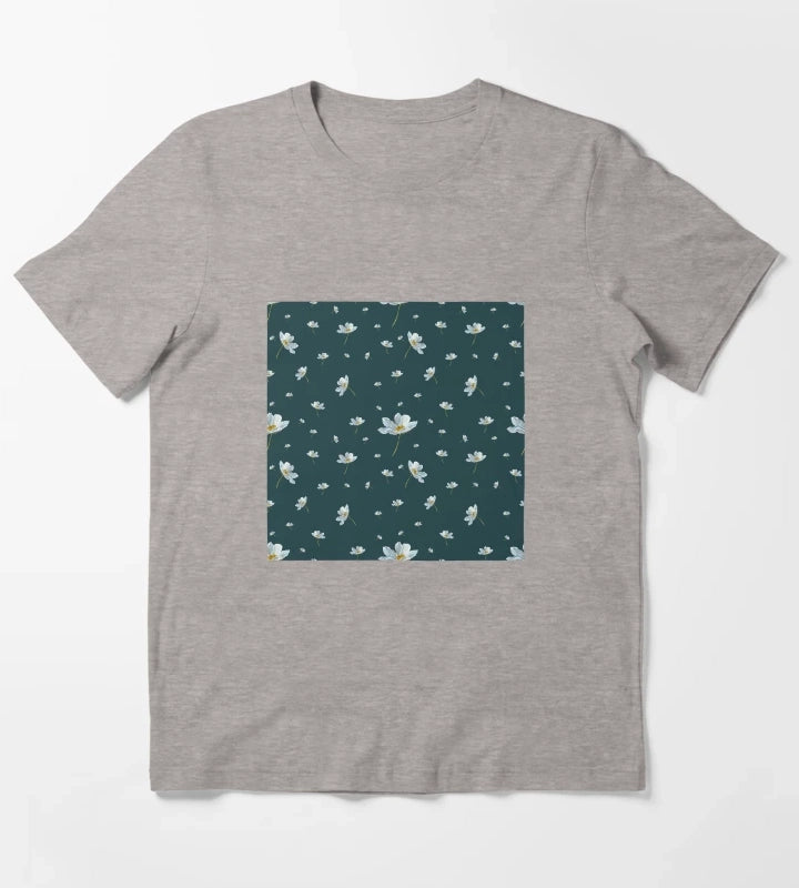 Camomile daisy pattern a watercolor pattern turquoise T-Shirt Heather Grey