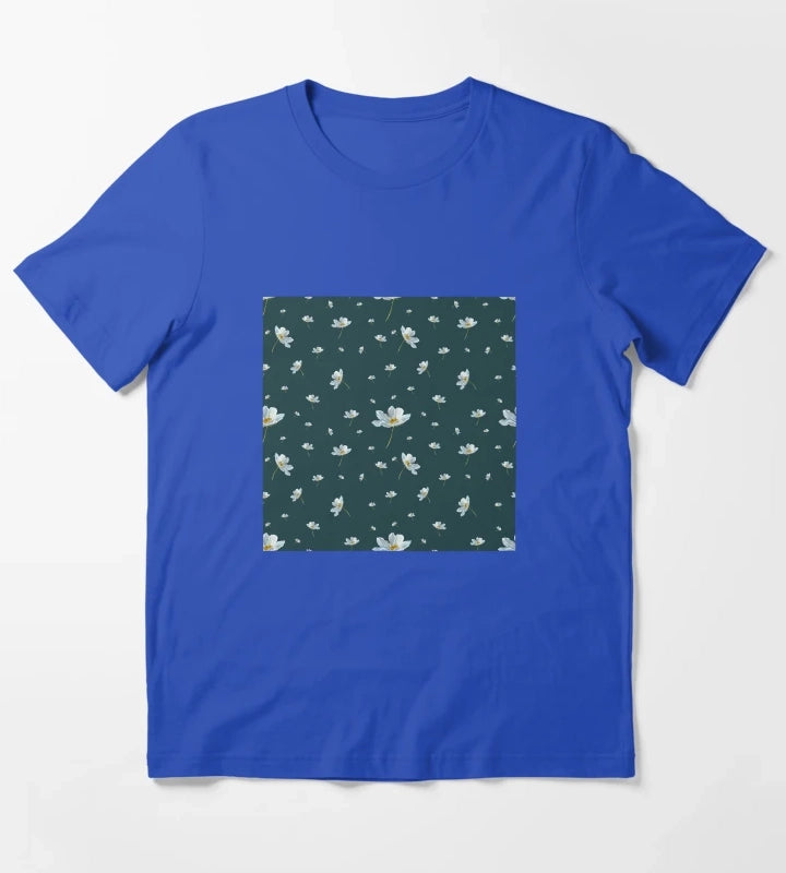 Camomile daisy pattern a watercolor pattern turquoise T-Shirt Blue