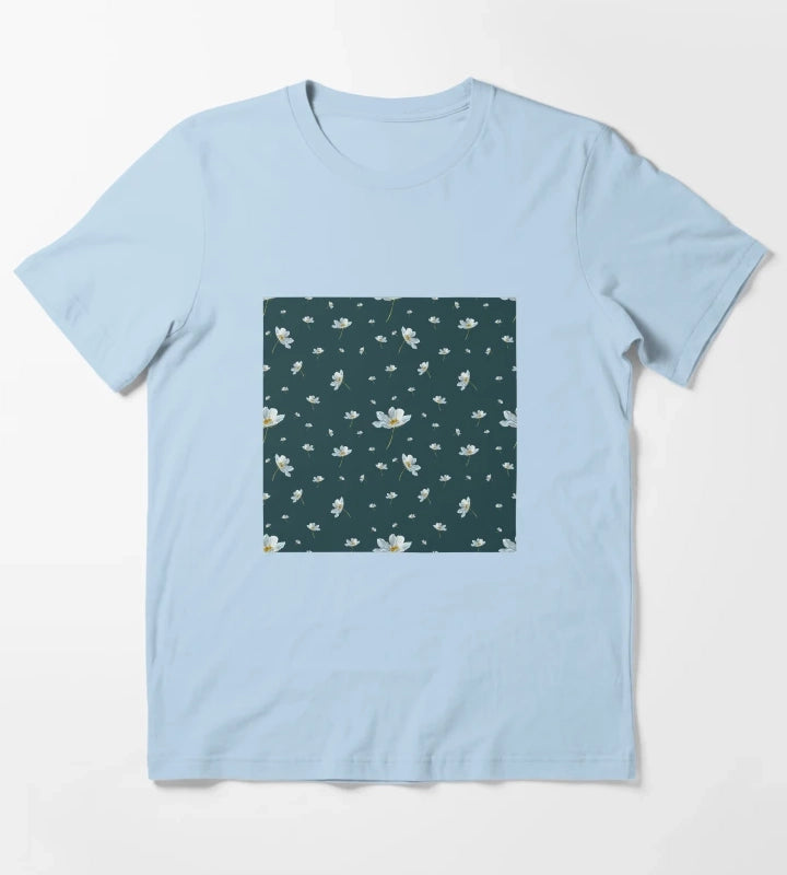 Camomile daisy pattern a watercolor pattern turquoise T-Shirt Sky Blue