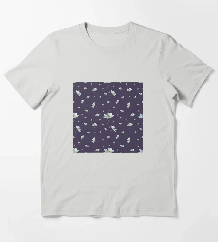 Camomile daisy pattern a watercolor pattern violet T-Shirt Light Grey