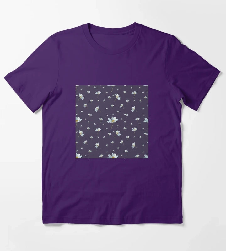 Camomile daisy pattern a watercolor pattern violet T-Shirt Purple