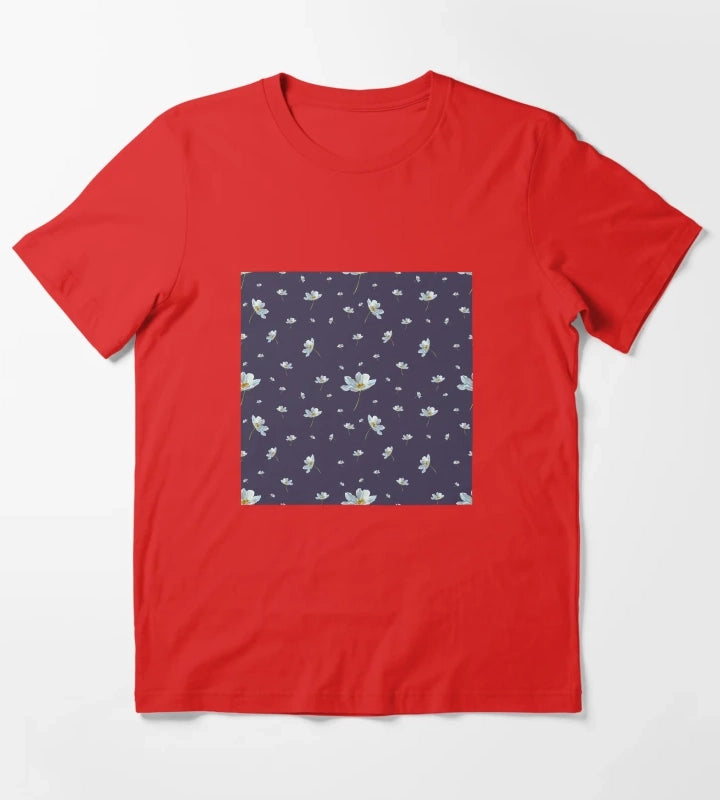 Camomile daisy pattern a watercolor pattern violet T-Shirt Red