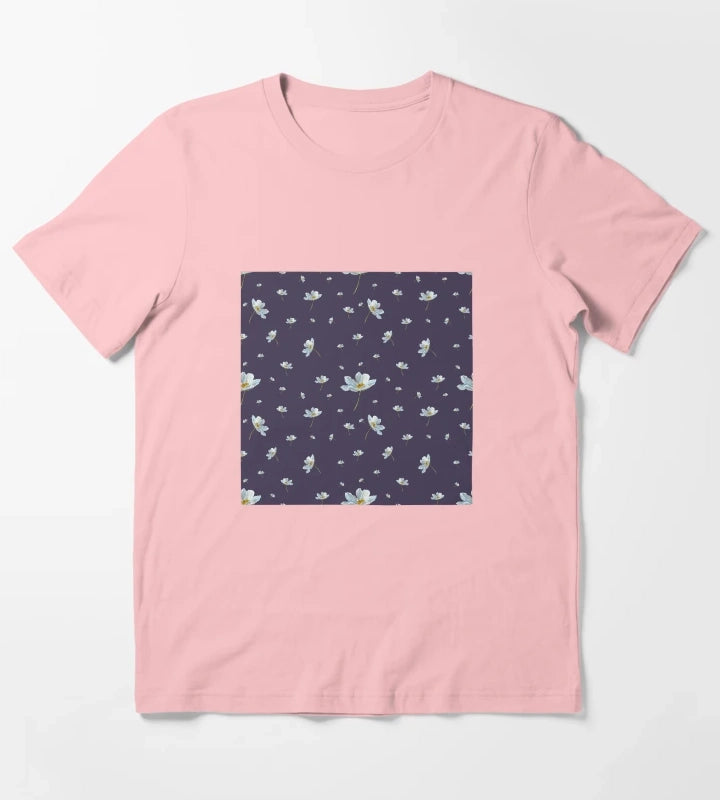 Camomile daisy pattern a watercolor pattern violet T-Shirt Dark Grey