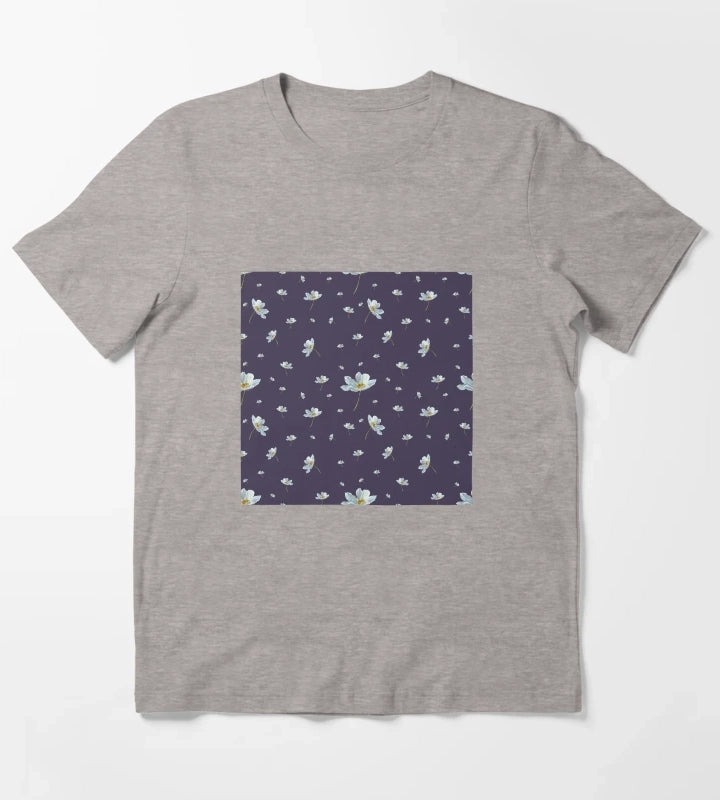 Camomile daisy pattern a watercolor pattern violet T-Shirt Heather Grey