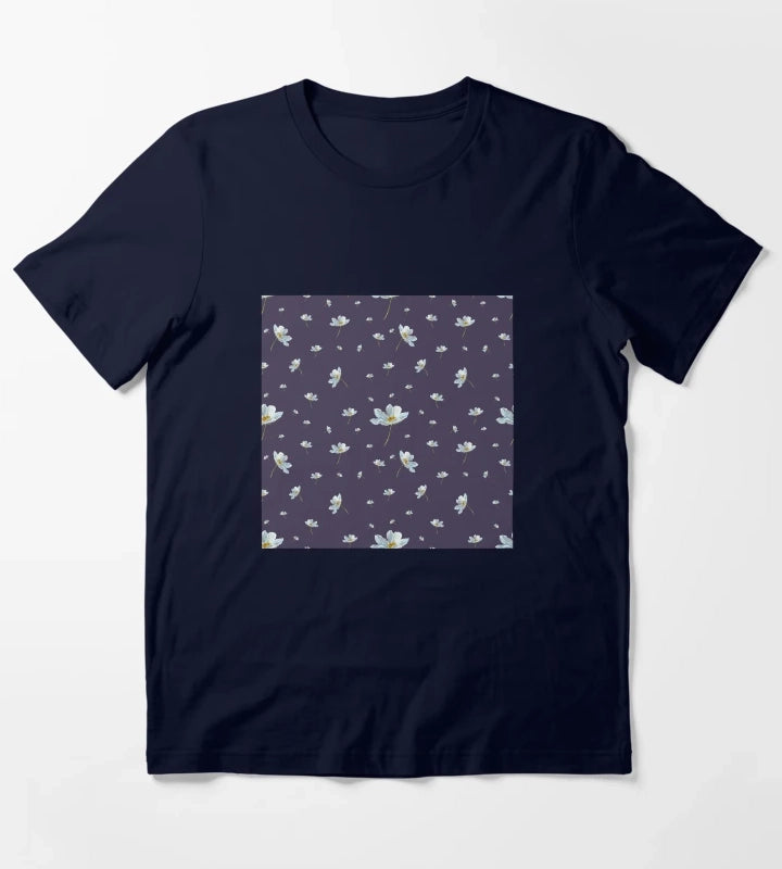 Camomile daisy pattern a watercolor pattern violet T-Shirt Navy