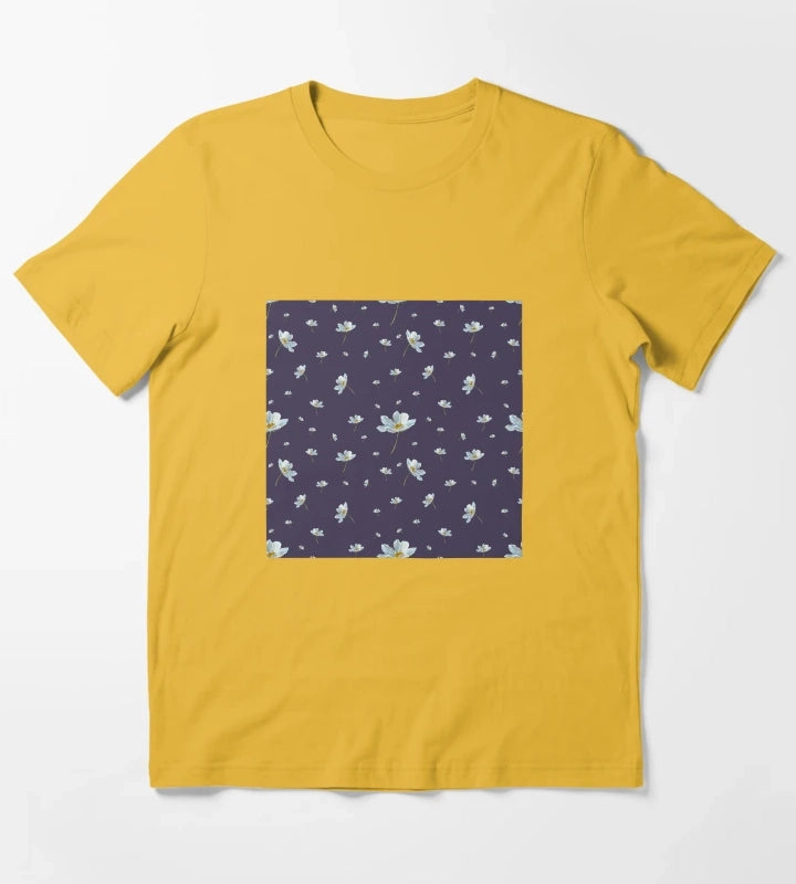 Camomile daisy pattern a watercolor pattern violet T-Shirt Yellow