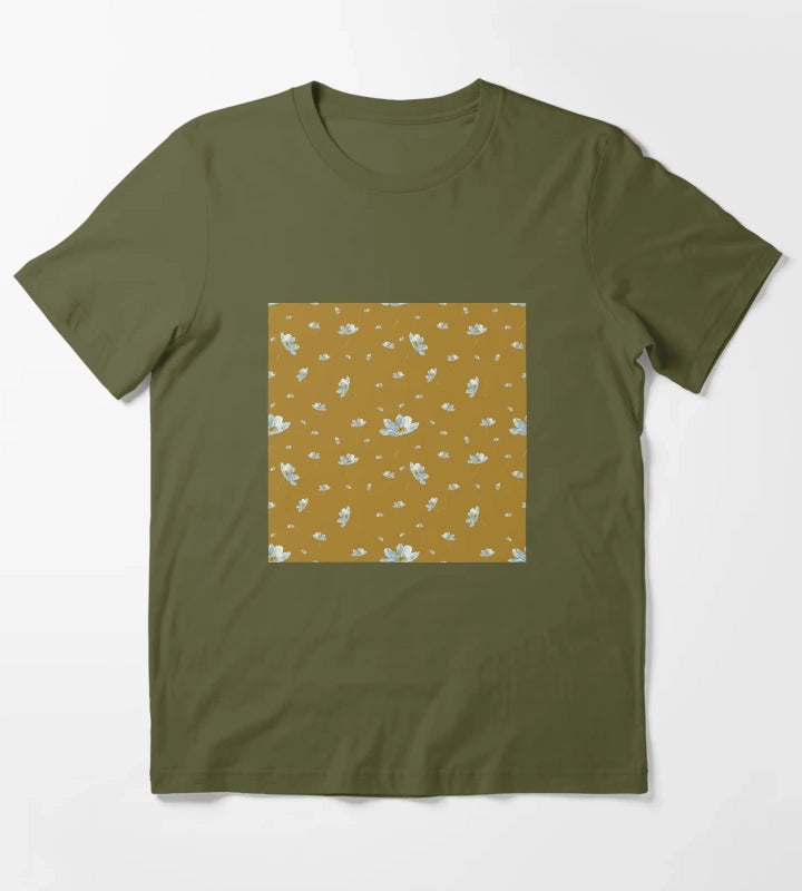 Camomile daisy pattern a watercolor pattern yellow T-Shirt Olive Green