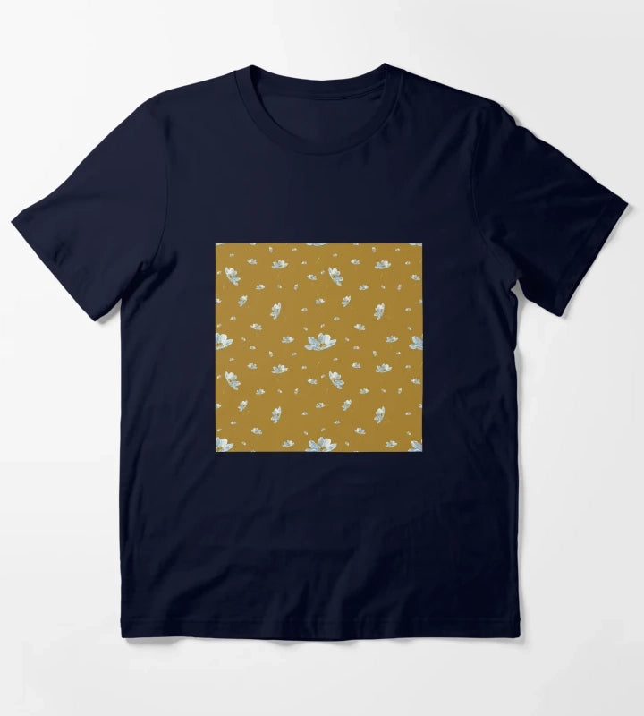 Camomile daisy pattern a watercolor pattern yellow T-Shirt Navy
