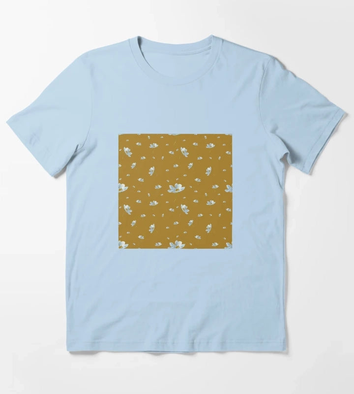 Camomile daisy pattern a watercolor pattern yellow T-Shirt Sky Blue