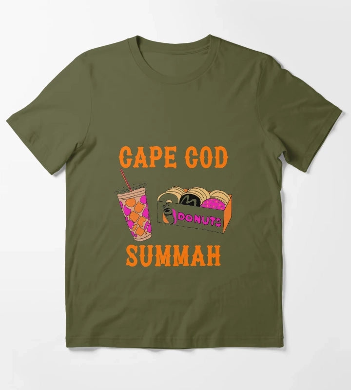 Cape Cod Summah Runnin on Dunkin T-Shirt Olive Green