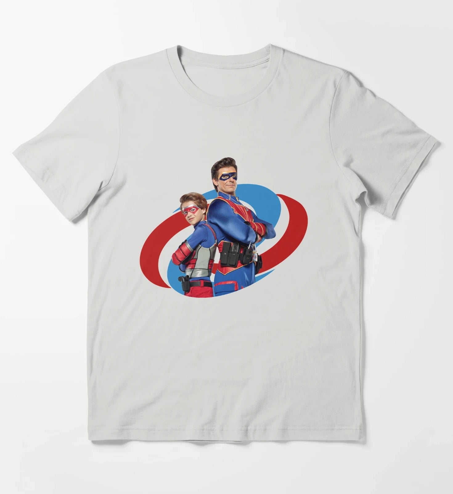 Captain Man and Kid Danger T-Shirt Light Grey