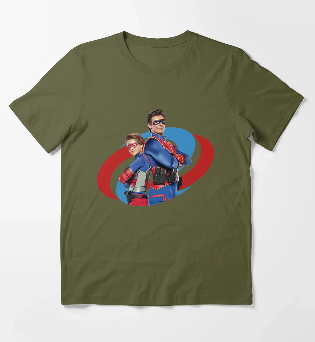 Captain Man and Kid Danger T-Shirt Olive Green