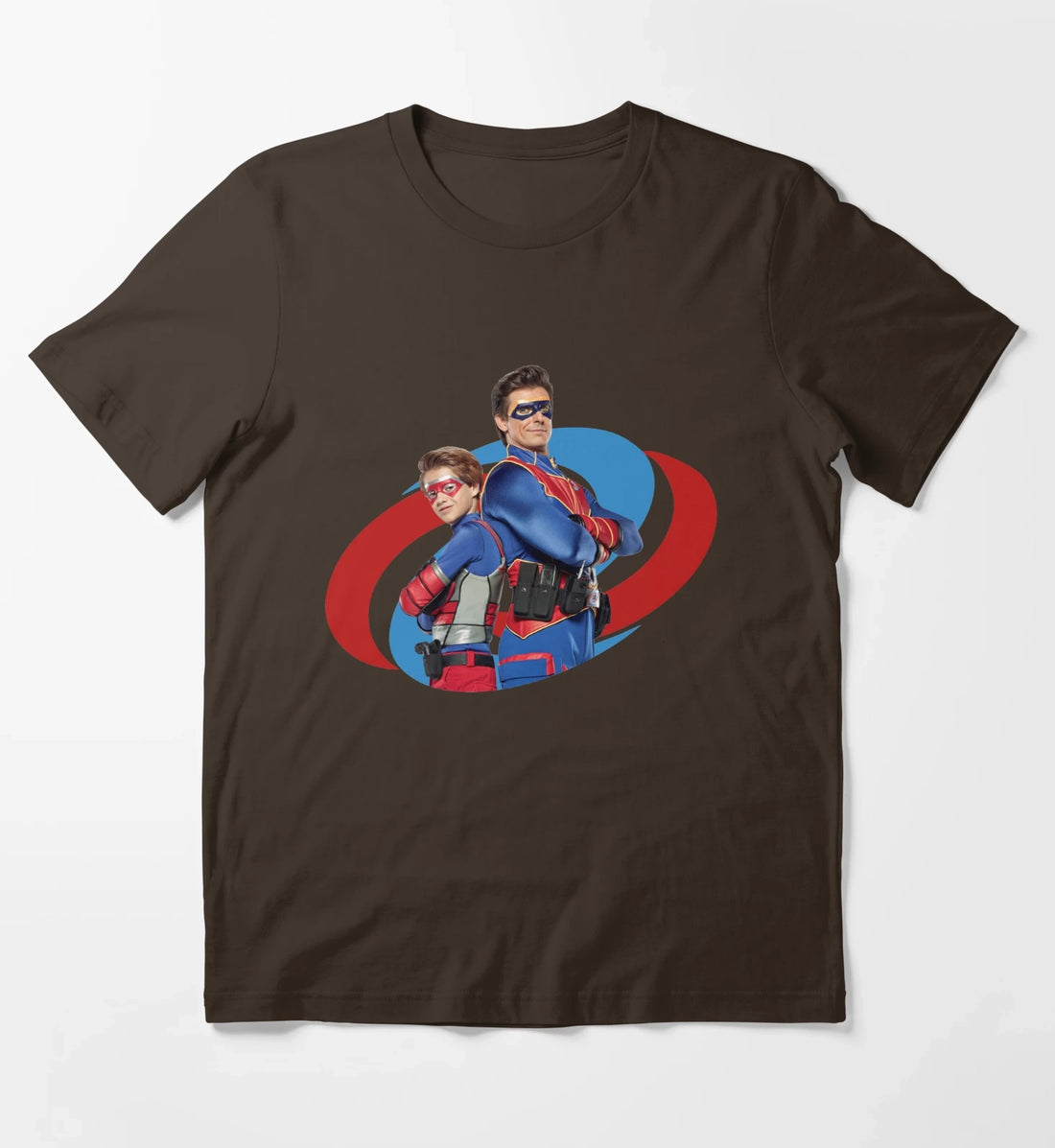 Captain Man and Kid Danger T-Shirt Brown