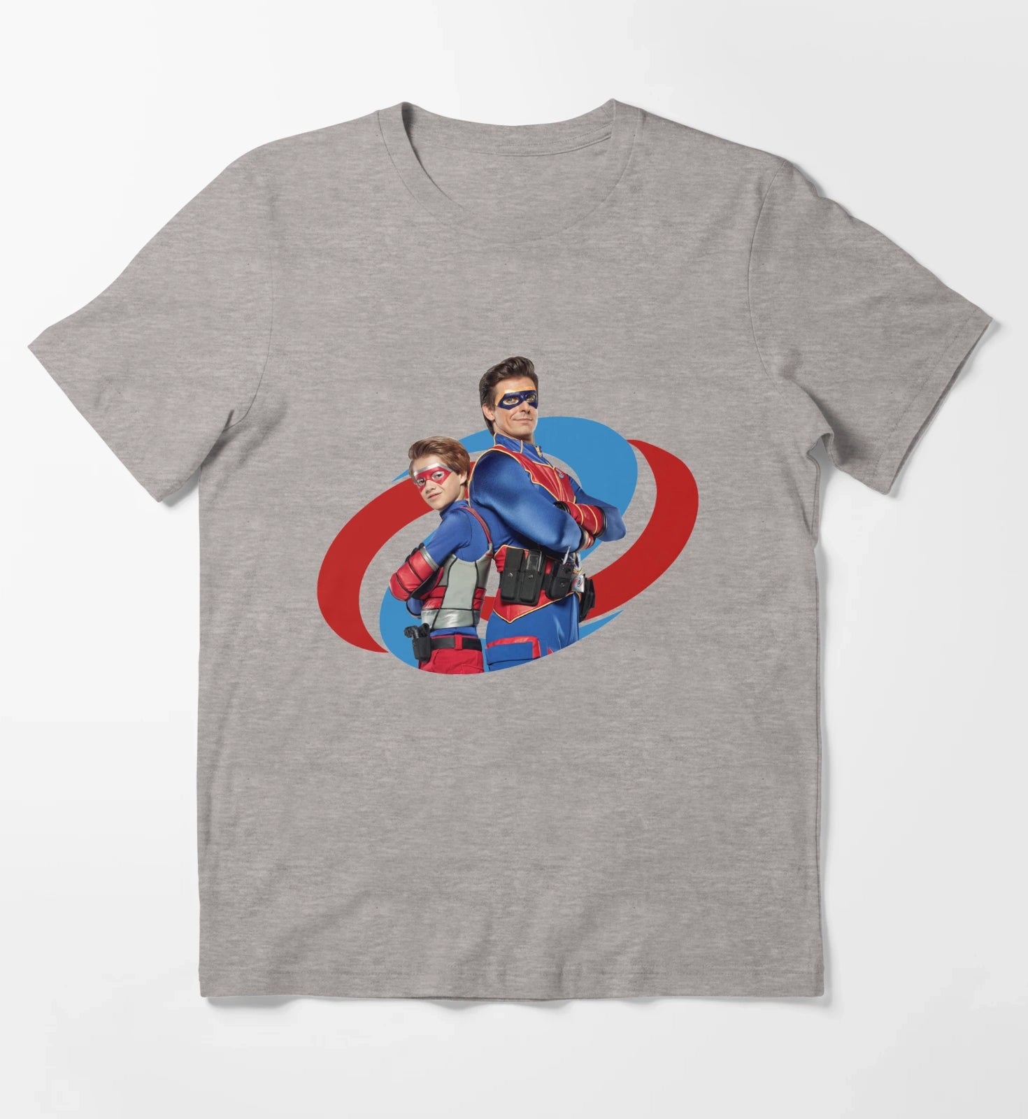 Captain Man and Kid Danger T-Shirt Heather Grey