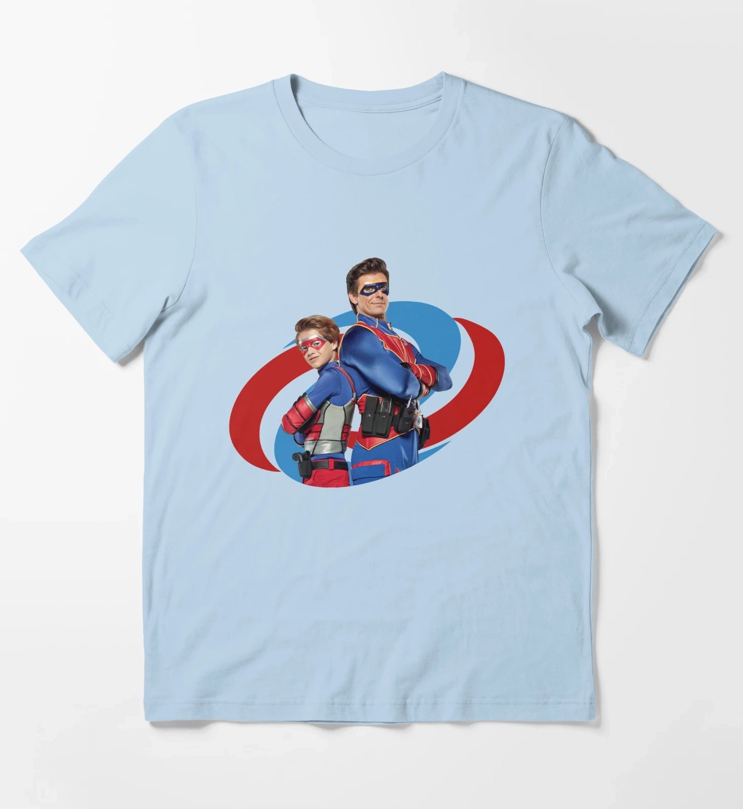 Captain Man and Kid Danger T-Shirt Sky Blue