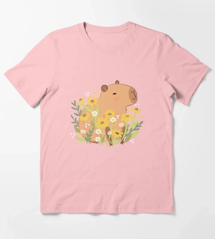 Capybara with daisy flowers T-Shirt Dark Grey
