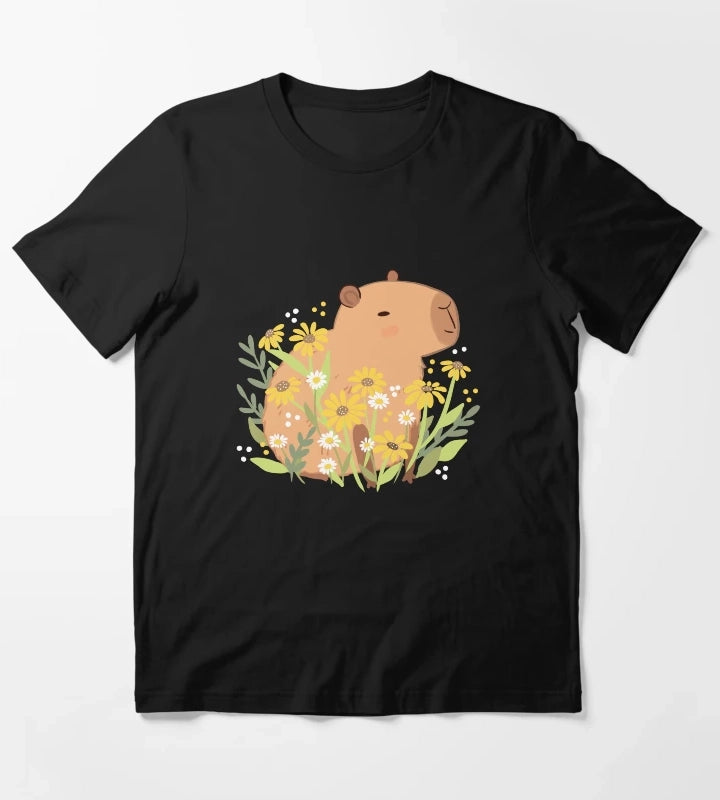 Capybara with daisy flowers T-Shirt