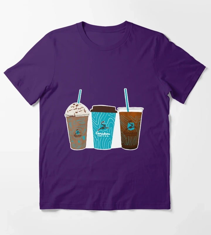 Caribou Coffee Cups T-Shirt Purple