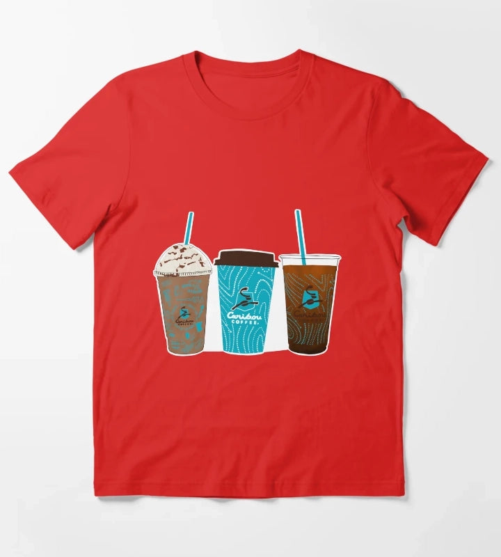 Caribou Coffee Cups T-Shirt Red