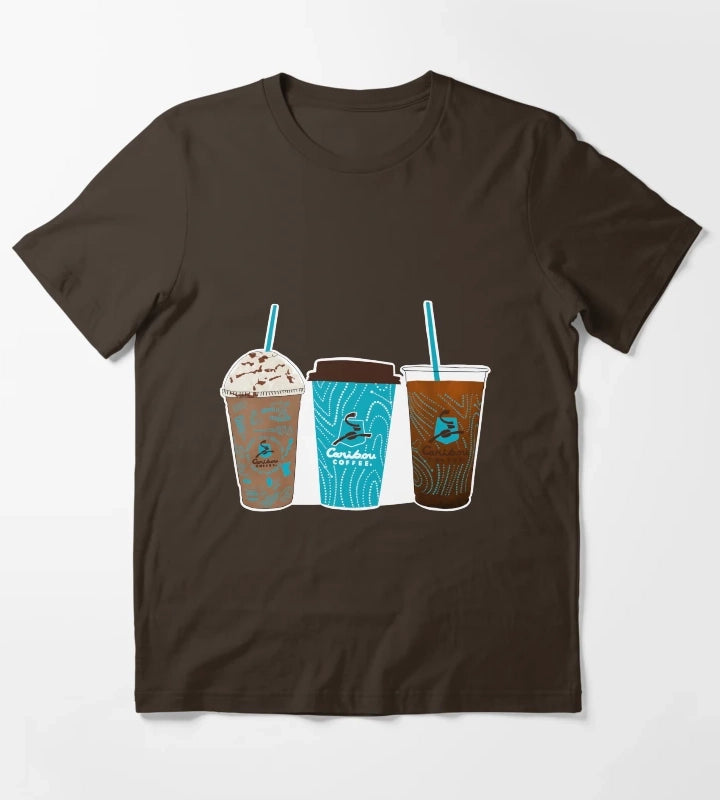 Caribou Coffee Cups T-Shirt Brown