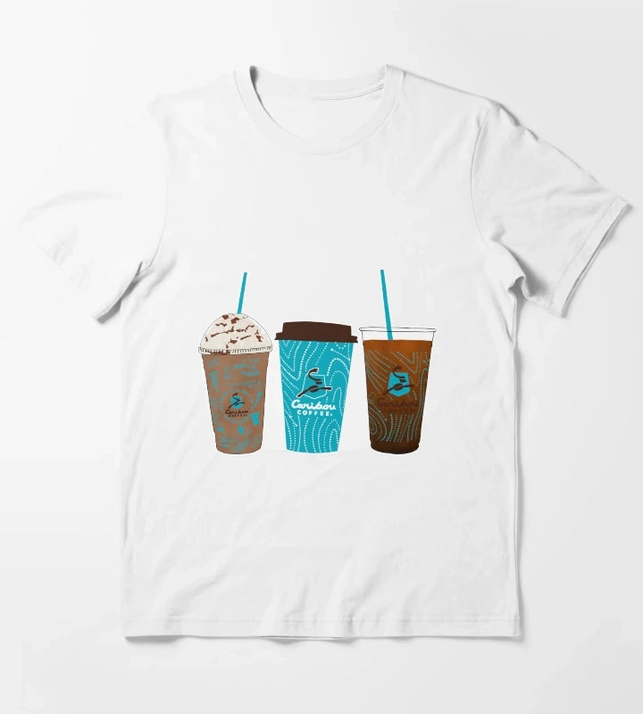 Caribou Coffee Cups T-Shirt White