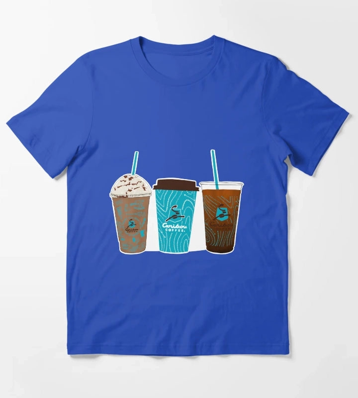 Caribou Coffee Cups T-Shirt Blue