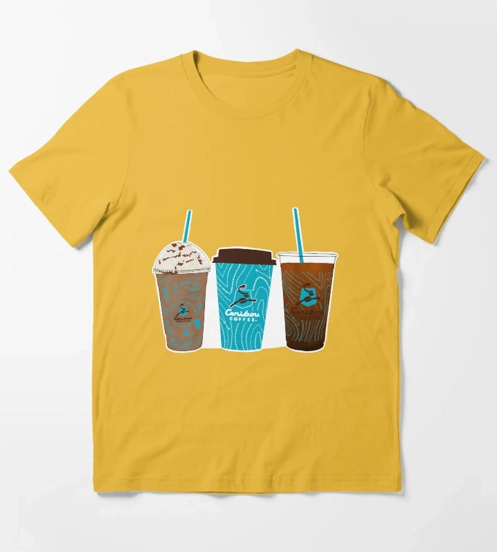 Caribou Coffee Cups T-Shirt Yellow