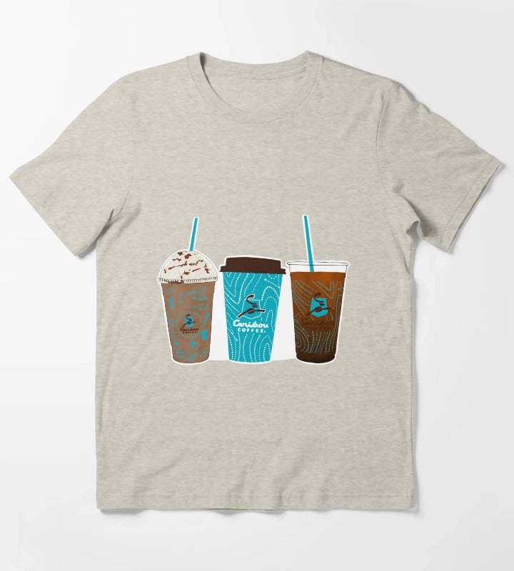 Caribou Coffee Cups T-Shirt Cream