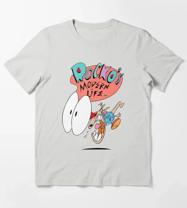 Cartoon Character Shocked Expression T-Shirt Light Grey