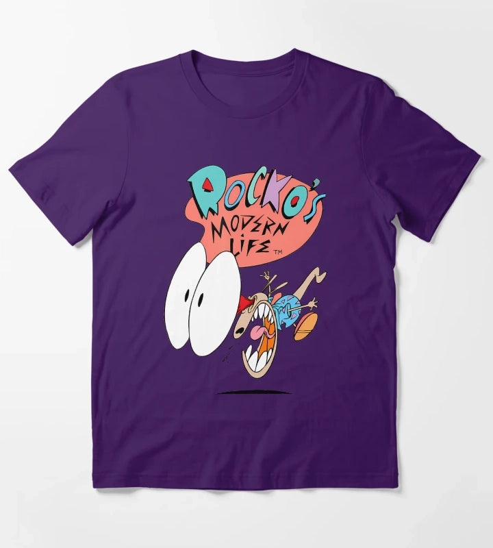Cartoon Character Shocked Expression T-Shirt Purple