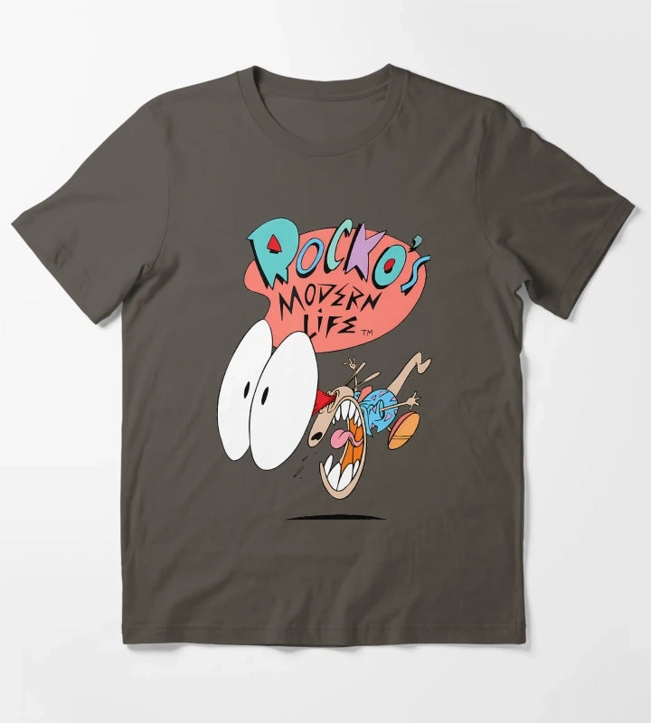 Cartoon Character Shocked Expression T-Shirt Dark Grey