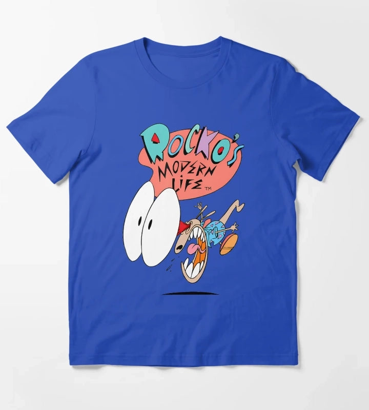 Cartoon Character Shocked Expression T-Shirt Blue