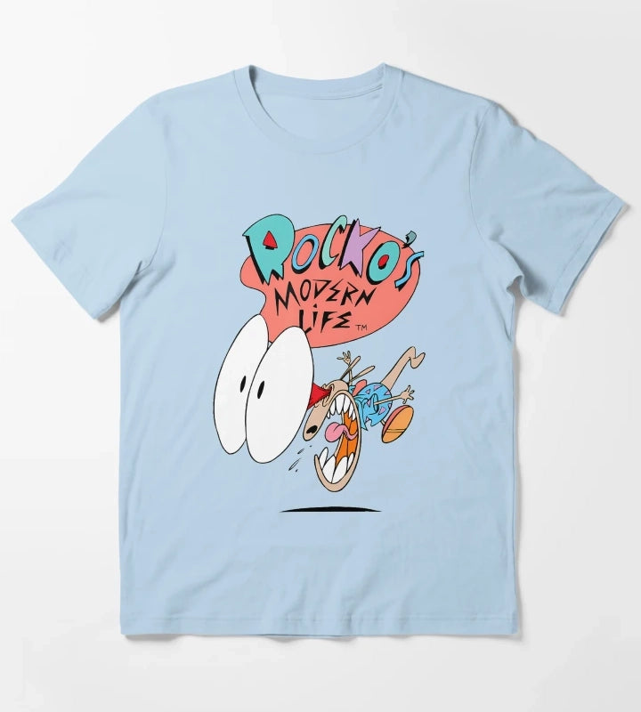 Cartoon Character Shocked Expression T-Shirt Sky Blue