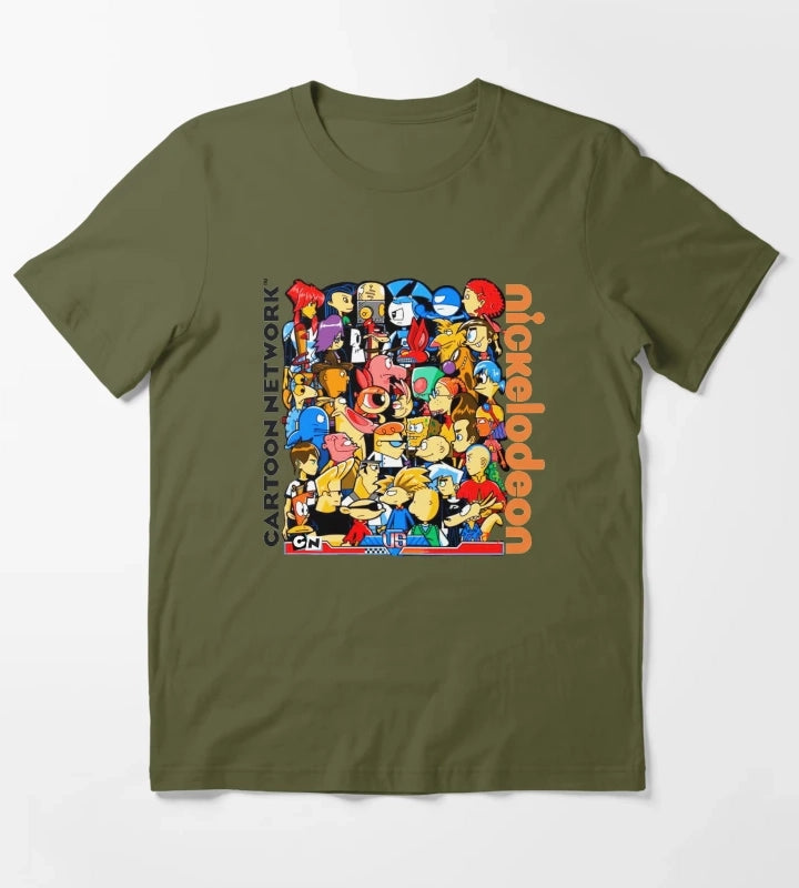 Cartoon Network vs Nickelodeon T-Shirt Olive Green
