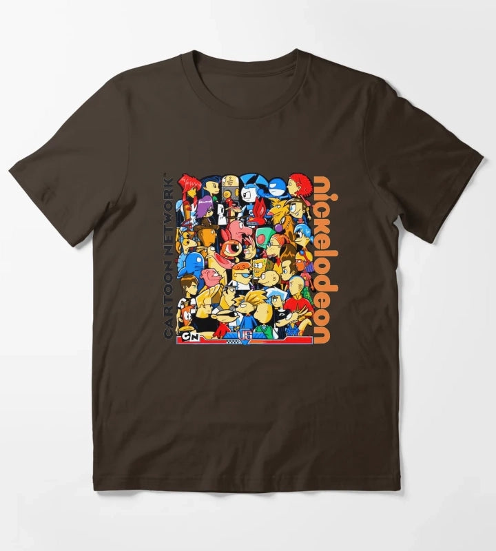 Cartoon Network vs Nickelodeon T-Shirt Brown