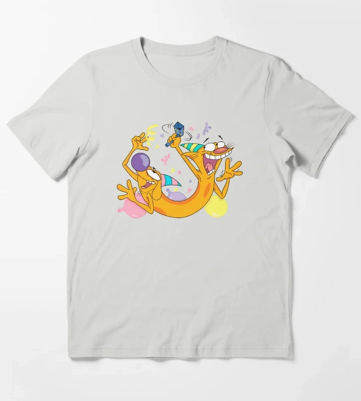 CatDog Birthday T-Shirt Light Grey
