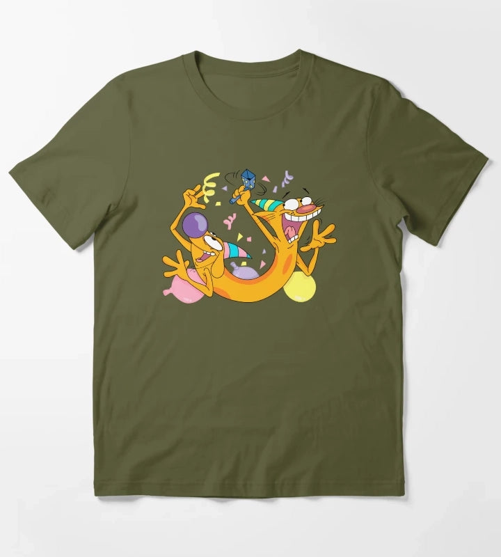 CatDog Birthday T-Shirt Olive Green