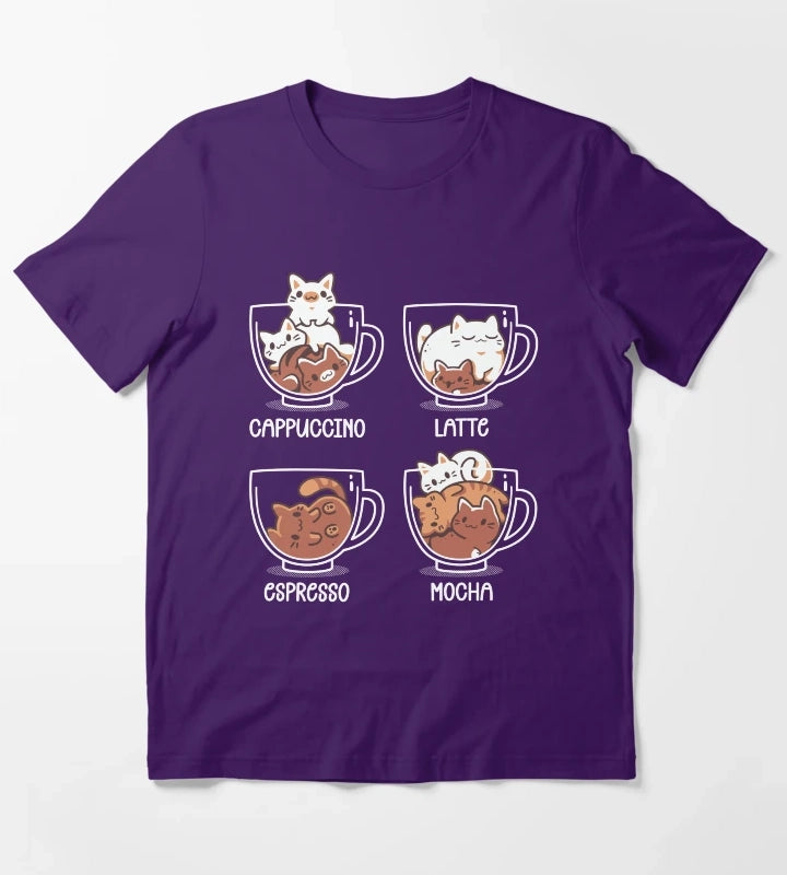 Cat Coffee Guide Cute Kittens T-Shirt Purple