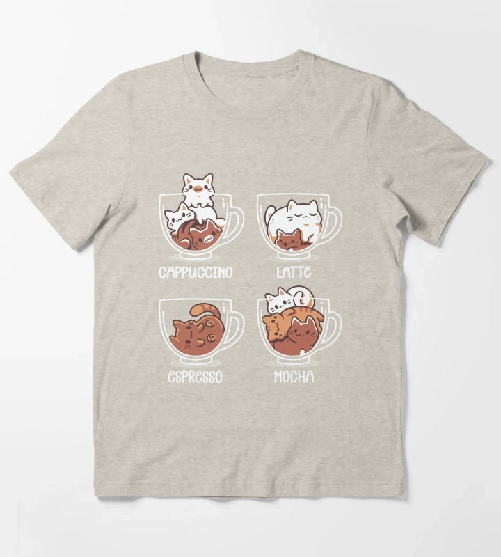 Cat Coffee Guide Cute Kittens T-Shirt Cream