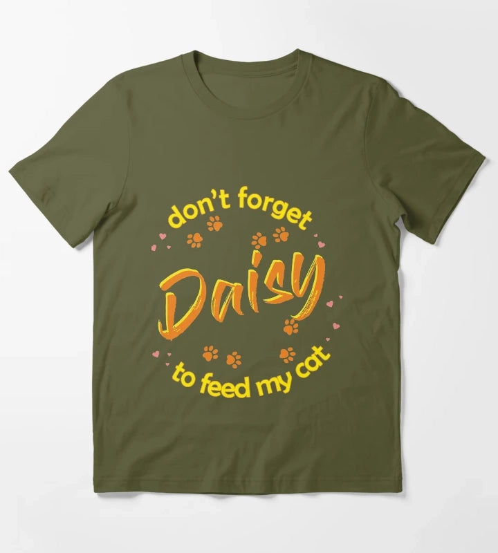 Cat Daisy T-Shirt Olive Green