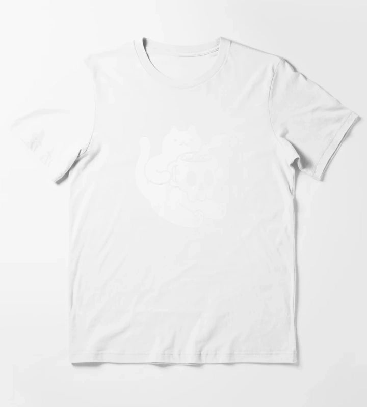 Cat and Skull Mug T-Shirt White