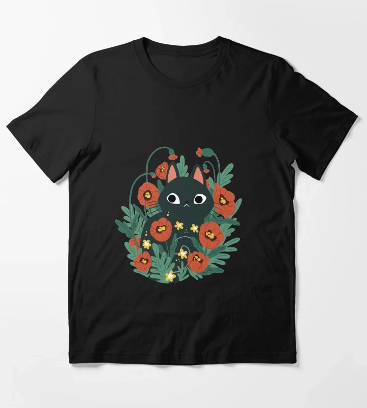 Cat in Poppy Flowers T-Shirt