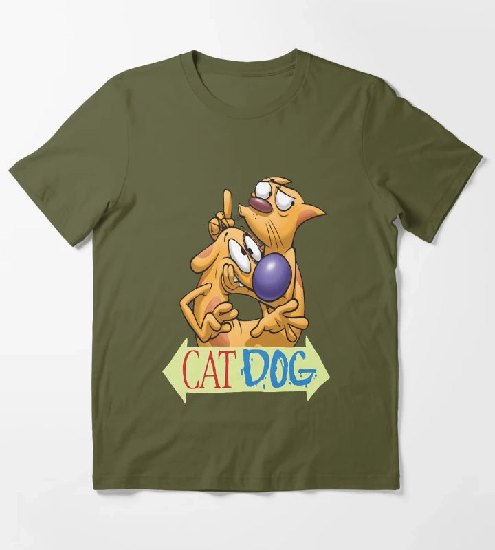 Catdog logo essential t shirt T-Shirt Olive Green