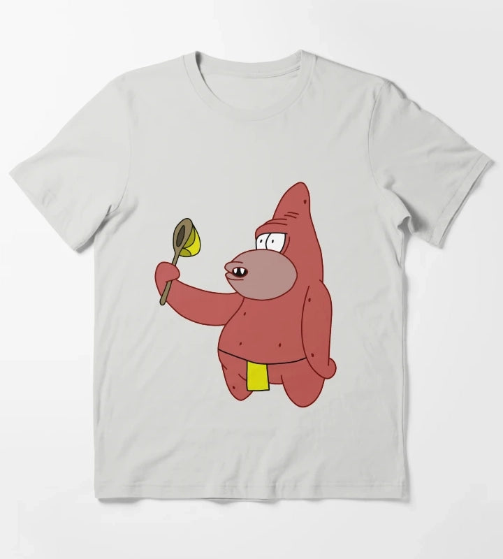 Caveman Patrick Holding Jellyfishing Net T-Shirt Light Grey