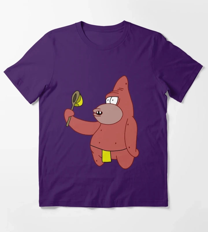 Caveman Patrick Holding Jellyfishing Net T-Shirt Purple