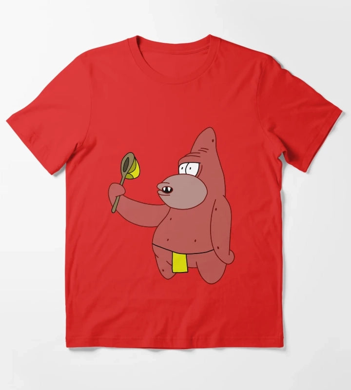 Caveman Patrick Holding Jellyfishing Net T-Shirt Red