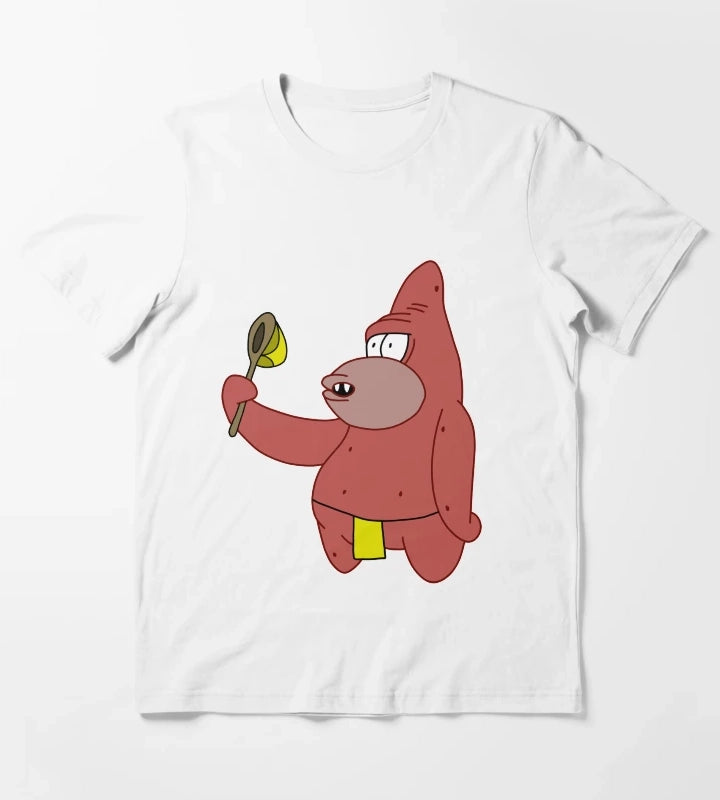 Caveman Patrick Holding Jellyfishing Net T-Shirt White