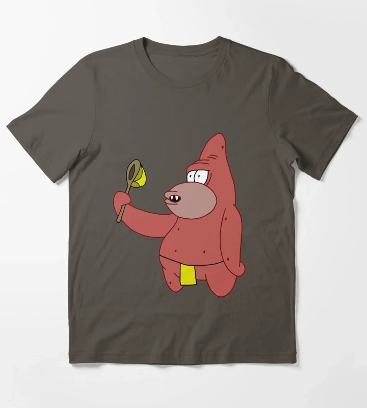 Caveman Patrick Holding Jellyfishing Net T-Shirt Dark Grey