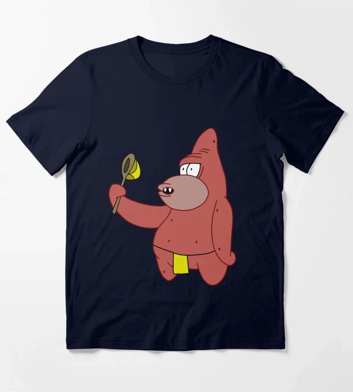 Caveman Patrick Holding Jellyfishing Net T-Shirt Navy